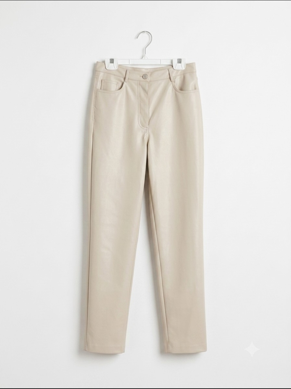 Wilfred Straight-Leg Faux-Leather Jeans in Light Taupe